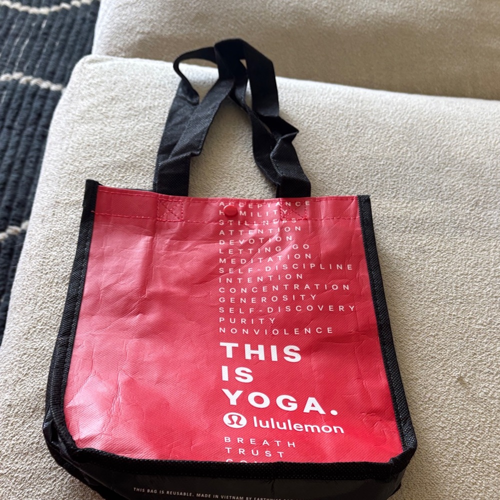 lululemon athletica Red This Is Yoga Tote with Black Handles